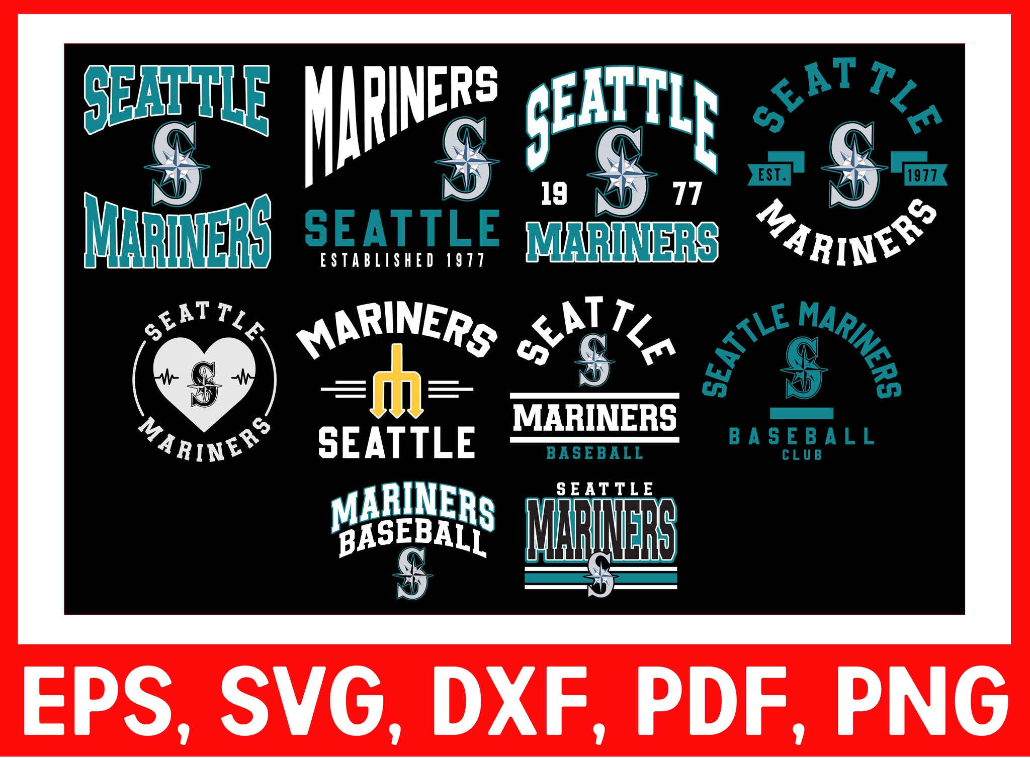 Bundle 2 Seattle Mariners Baseball Baseball team Sport Lover T-Shirt D ...