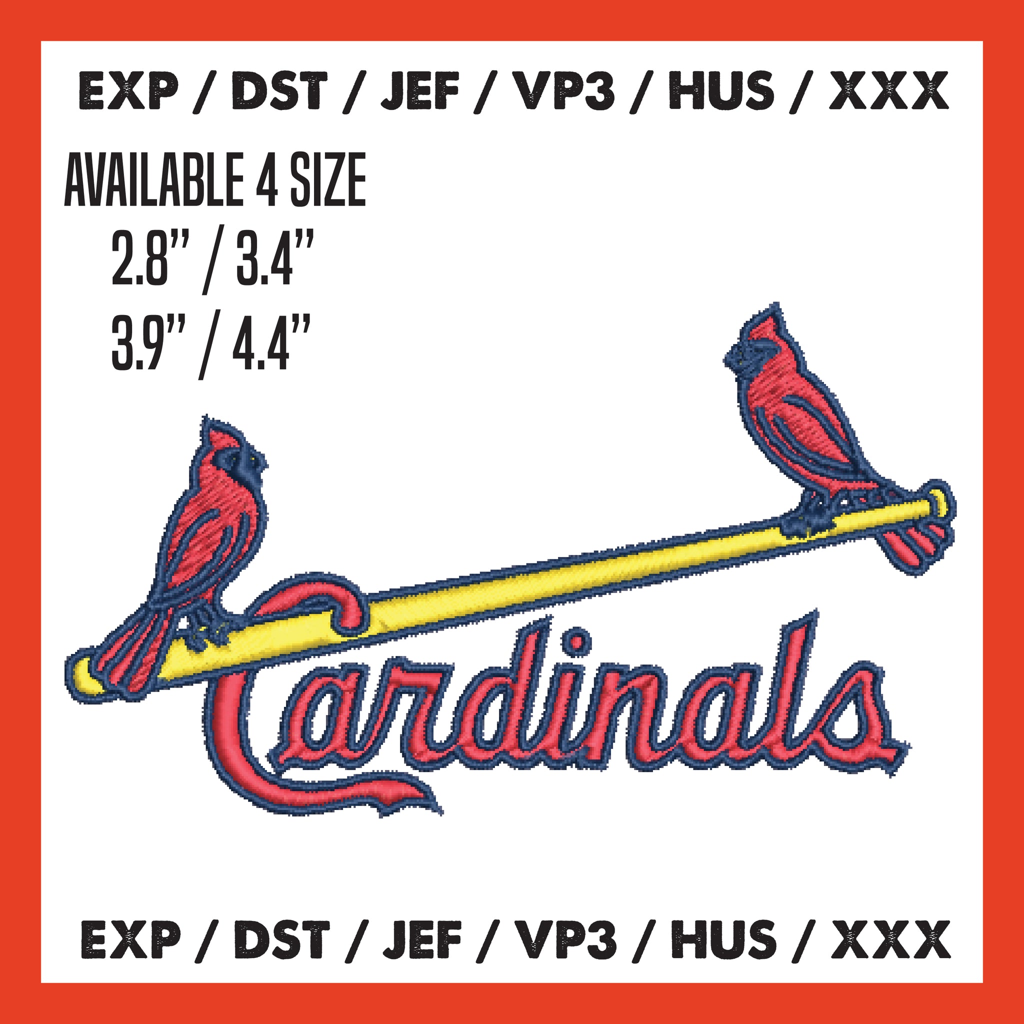 &nbsp;St. Louis Cardinals Logo Mlb Embroidery, Machine Embroidery, Baseball Embroidery, Machine Embroidery Design, 4 File sizes- Instant Download