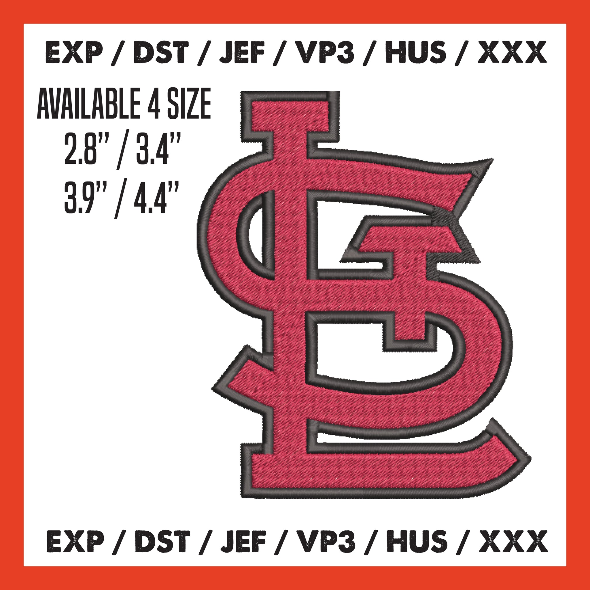 &nbsp;St. Louis Cardinals Logo Mlb Embroidery, Machine Embroidery, Baseball Embroidery, Machine Embroidery Design, 4 File sizes- Instant Download