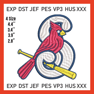 St. Louis Cardinals Logo Mlb Embroidery, Machine Embroidery, Baseball Embroidery, 4 File sizes- Instant Download