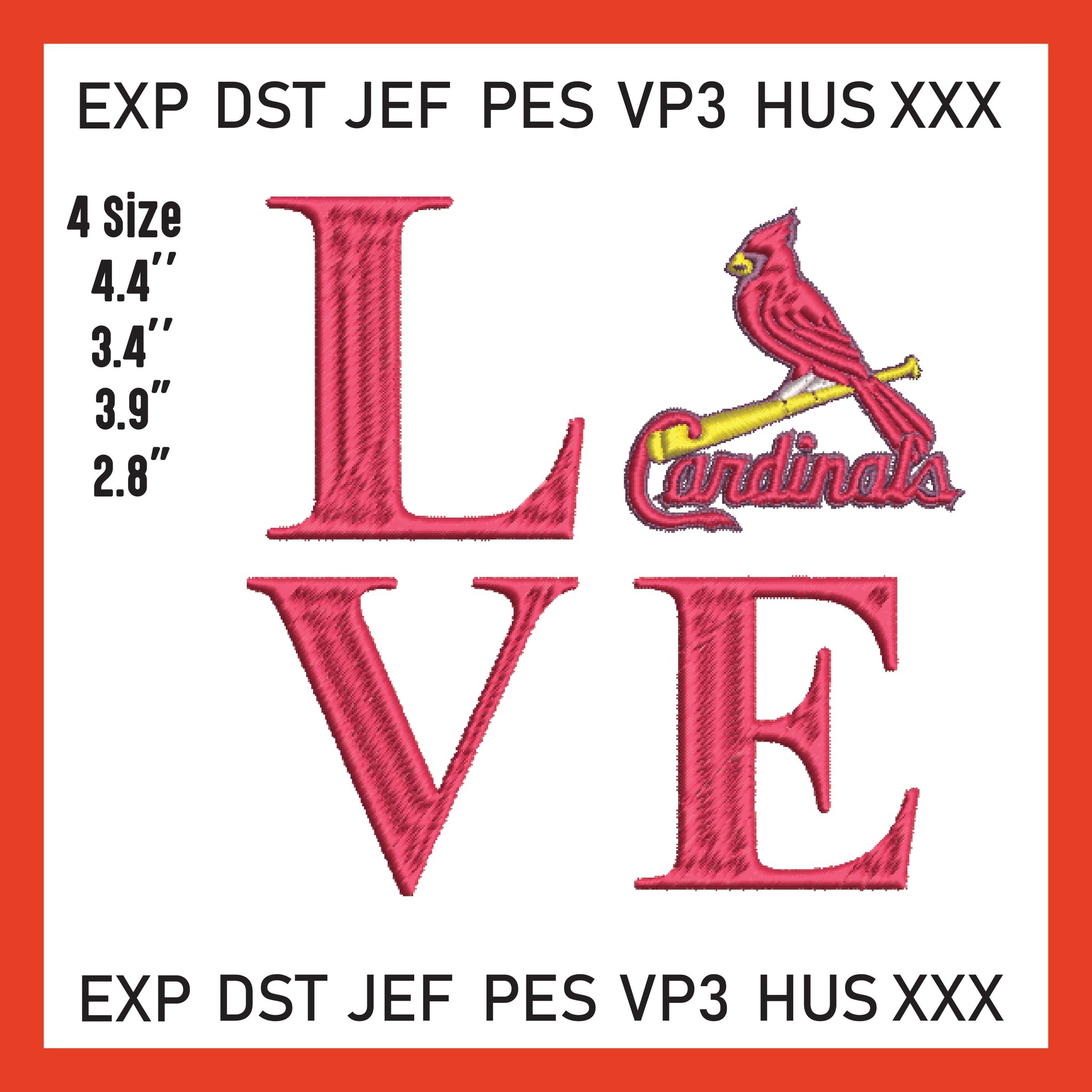 St. Louis Cardinals Logo Mlb Embroidery, Machine Embroidery, Baseball Embroidery, 4 File sizes- Instant Download