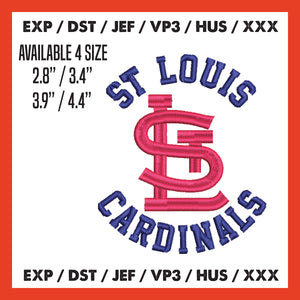 &nbsp;St. Louis Cardinals Logo Mlb Embroidery, Machine Embroidery, Baseball Embroidery, Machine Embroidery Design, 4 File sizes- Instant Download