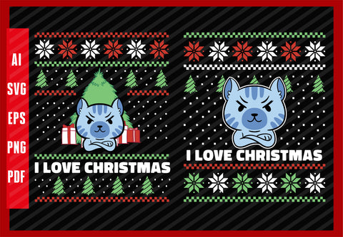 Today Is a Good Day for a Bad Mood - Cat Pet Animal Lover Funny Design, I Love Christmas T-Shirt Design Eps, Ai, Png, Svg and Pdf Printable Files