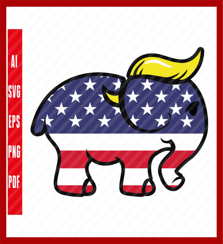 Trump Elephant,Cut File, Silhouette,Cricut, Jpeg,svg, dfx, eps, png, clip art, Political T-Shirt Design Eps, Ai, Png, Svg and Pdf Printable Files