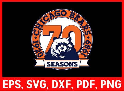 Vintage Chicago Bears 70th Anniversary, Chicago Bears Svg , Bears Svg, Chicago Bears Logo, Bears Clipart, Football SVG, Svg File for cricut, Nfl SVG Cricut Digital Download