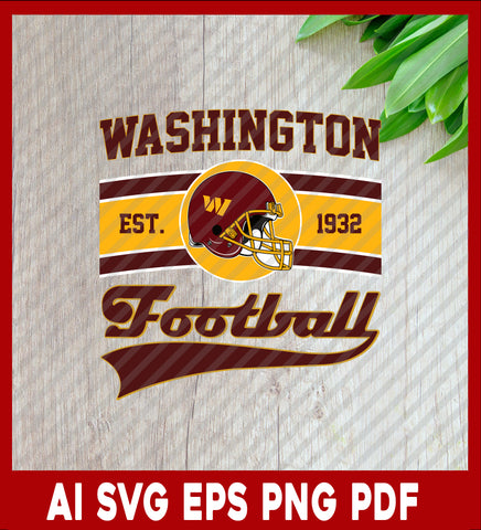 Washington Football Est.1932, Game Day, Sport Lover T-Shirt Design Eps, Ai, Png, Svg and Pdf Printable Files