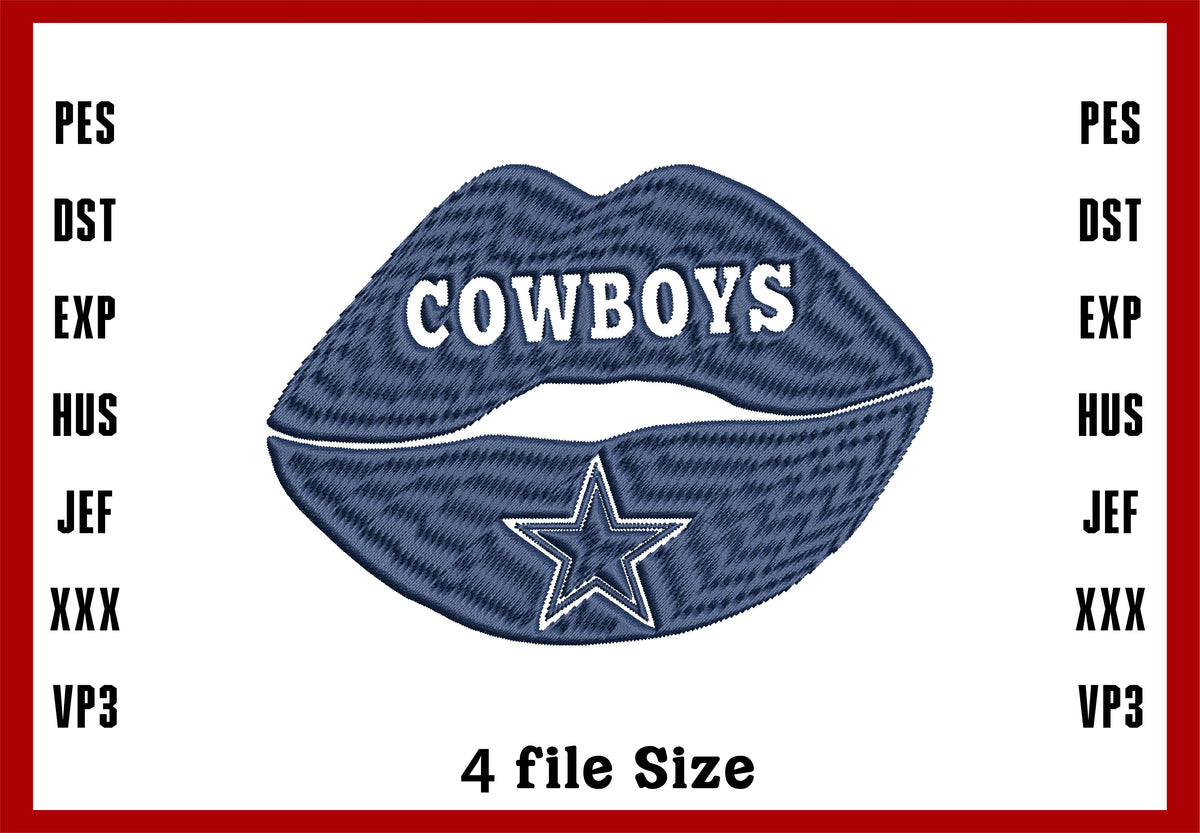 Lip Shape Ballas Cowboys Embroidery Design, Dallas Cowboys NFL footbal ...