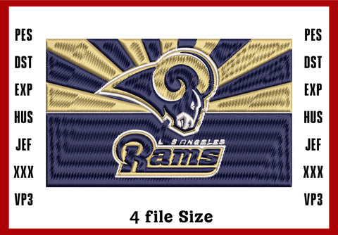 Los Angeles Rams Logo Embroidery, NFL football embroidery, Machine Embroidery Design, 4 File sizes- Instant Download & PDF File