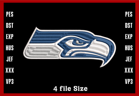 Seattle Seahawks Logo Embroidery, NFL football embroidery, Machine Embroidery Design, 4 File sizes- Instant Download & PDF File