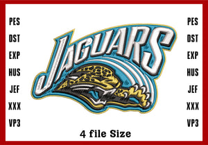 Jacksonville Jaguars Logo Embroidery, NFL football embroidery, Machine Embroidery Design, 4 File sizes- Instant Download & PDF File