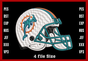 Miami Dolphins Logo Embroidery, NFL football embroidery, Machine Embroidery Design, 4 File sizes- Instant Download & PDF File