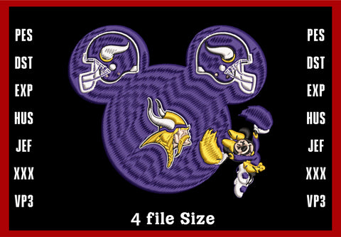 Minnesota Vikings Logo Embroidery, NFL football embroidery, Machine Embroidery Design, 4 File sizes- Instant Download & PDF File