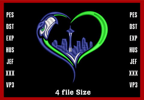 Seattle Seahawks Logo Embroidery, NFL football embroidery, Machine Embroidery Design, 4 File sizes- Instant Download & PDF File