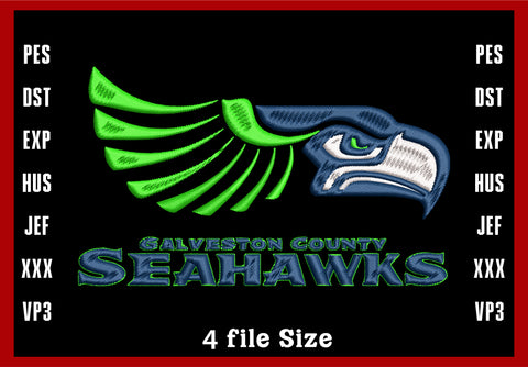 Seattle Seahawks Logo Embroidery, NFL football embroidery, Machine Embroidery Design, 4 File sizes- Instant Download & PDF File