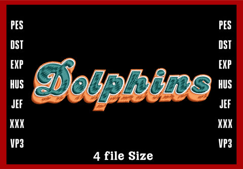 Miami Dolphins Logo Embroidery, NFL football embroidery, Machine Embroidery Design, 4 File sizes- Instant Download & PDF File