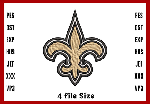 New Orleans Saints Logo Embroidery, NFL football embroidery, Machine Embroidery Design, 4 File sizes- Instant Download & PDF File