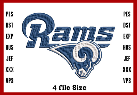 Los Angeles Rams Logo Embroidery, NFL football embroidery, Machine Embroidery Design, 4 File sizes- Instant Download & PDF File