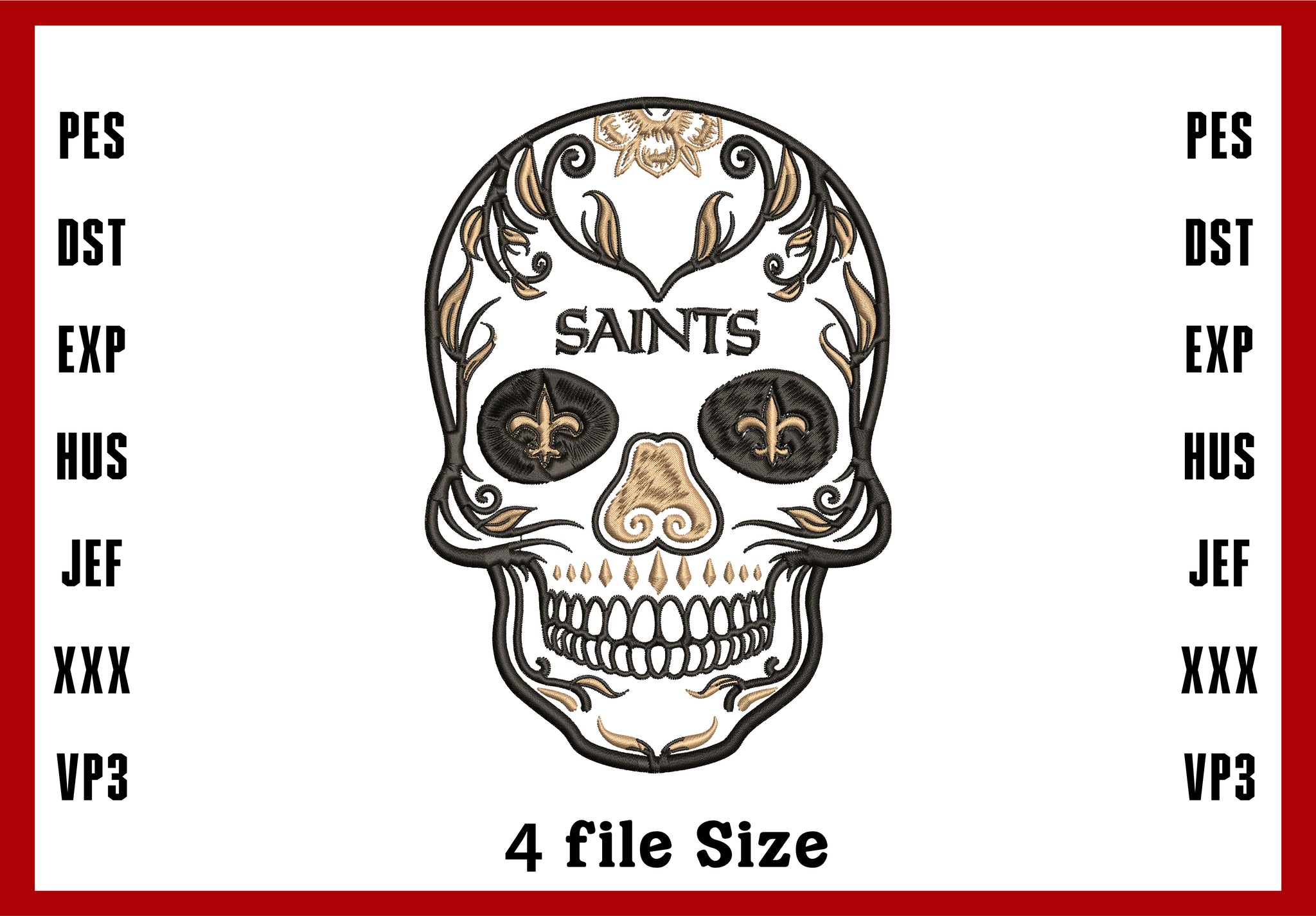 New Orleans Saints Logo Embroidery, NFL football embroidery, Machine Embroidery Design, 4 File sizes- Instant Download & PDF File