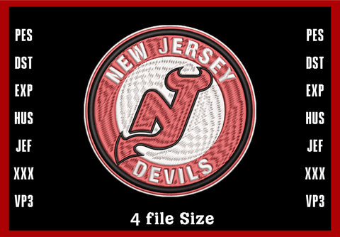 New Jersey Devils Logo Embroidery, NHL Logo Embroidery, Machine Embroidery Design, 4 File sizes- Instant Download & PDF File