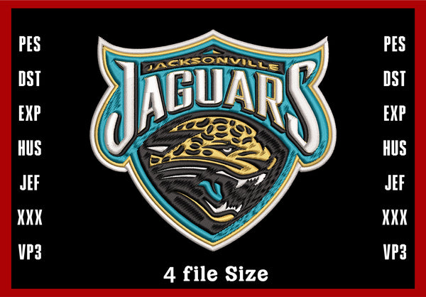 Jacksonville Jaguars Logo Embroidery, NFL football embroidery, Machine Embroidery Design, 4 File sizes- Instant Download & PDF File