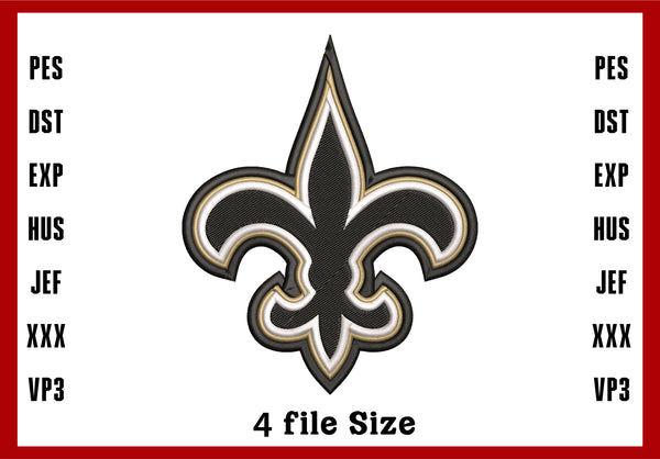 New Orleans Saints Logo Embroidery, NFL football embroidery, Machine Embroidery Design, 4 File sizes- Instant Download & PDF File