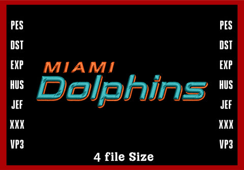 Miami Dolphins Logo Embroidery, NFL football embroidery, Machine Embroidery Design, 4 File sizes- Instant Download & PDF File