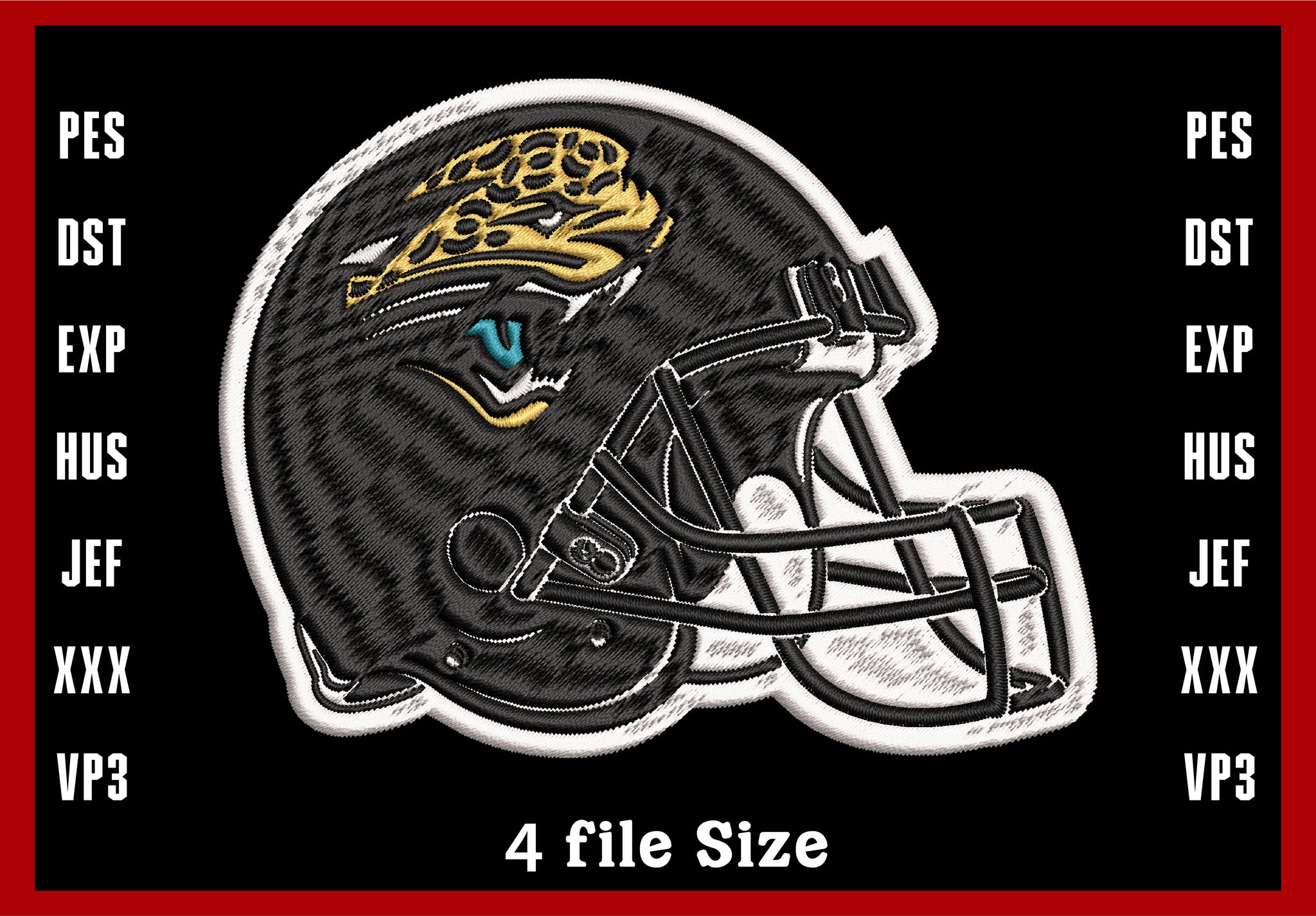 Jacksonville Jaguars Logo Embroidery, NFL football embroidery, Machine Embroidery Design, 4 File sizes- Instant Download & PDF File