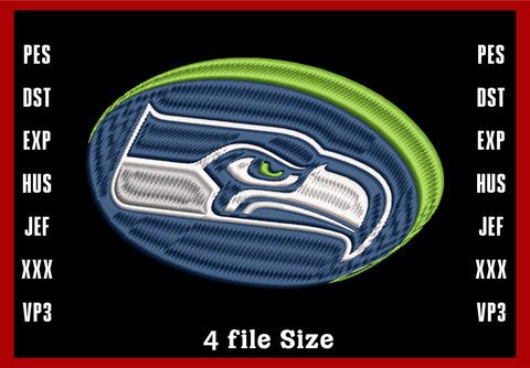 Seattle Seahawks Logo Embroidery, NFL football embroidery, Machine Embroidery Design, 4 File sizes- Instant Download & PDF File