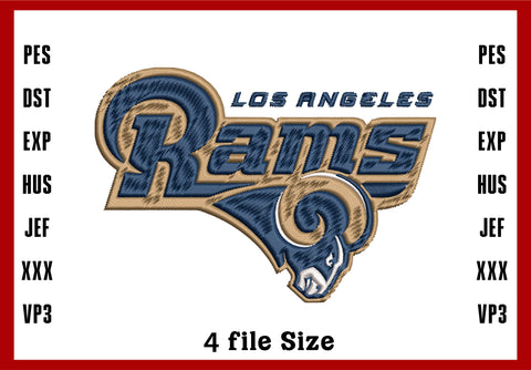 Los Angeles Rams Logo Embroidery, NFL football embroidery, Machine Embroidery Design, 4 File sizes- Instant Download & PDF File