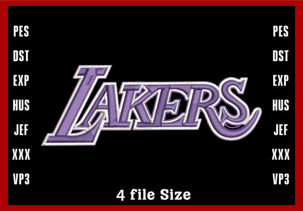 Los Angeles Lakers Logo Embroidery, NBA Basketball embroidery, Machine Embroidery Design, 4 File sizes- Instant Download & PDF File