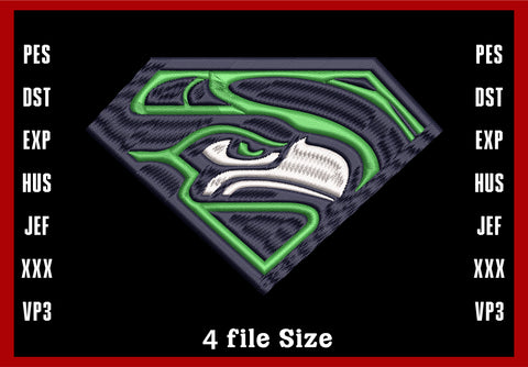 Seattle Seahawks Logo Embroidery, NFL football embroidery, Machine Embroidery Design, 4 File sizes- Instant Download & PDF File