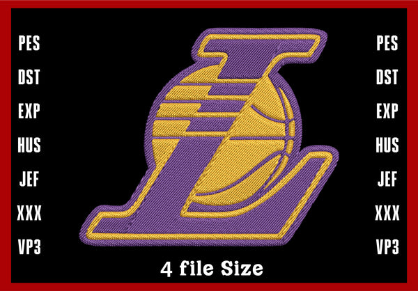 Los Angeles Lakers Logo Embroidery, NBA Basketball embroidery, Machine Embroidery Design, 4 File sizes- Instant Download & PDF File