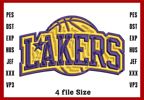 Los Angeles Lakers Logo Embroidery, NBA Basketball embroidery, Machine Embroidery Design, 4 File sizes- Instant Download & PDF File
