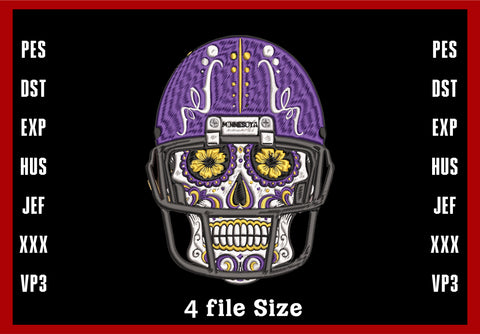 Minnesota Vikings Skall Helmet Embroidery, NFL football embroidery, Machine Embroidery Design, 4 File sizes- Instant Download & PDF File