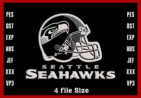 Seattle Seahawks Helmet Embroidery, NFL football embroidery, Machine Embroidery Design, 4 File sizes- Instant Download & PDF File