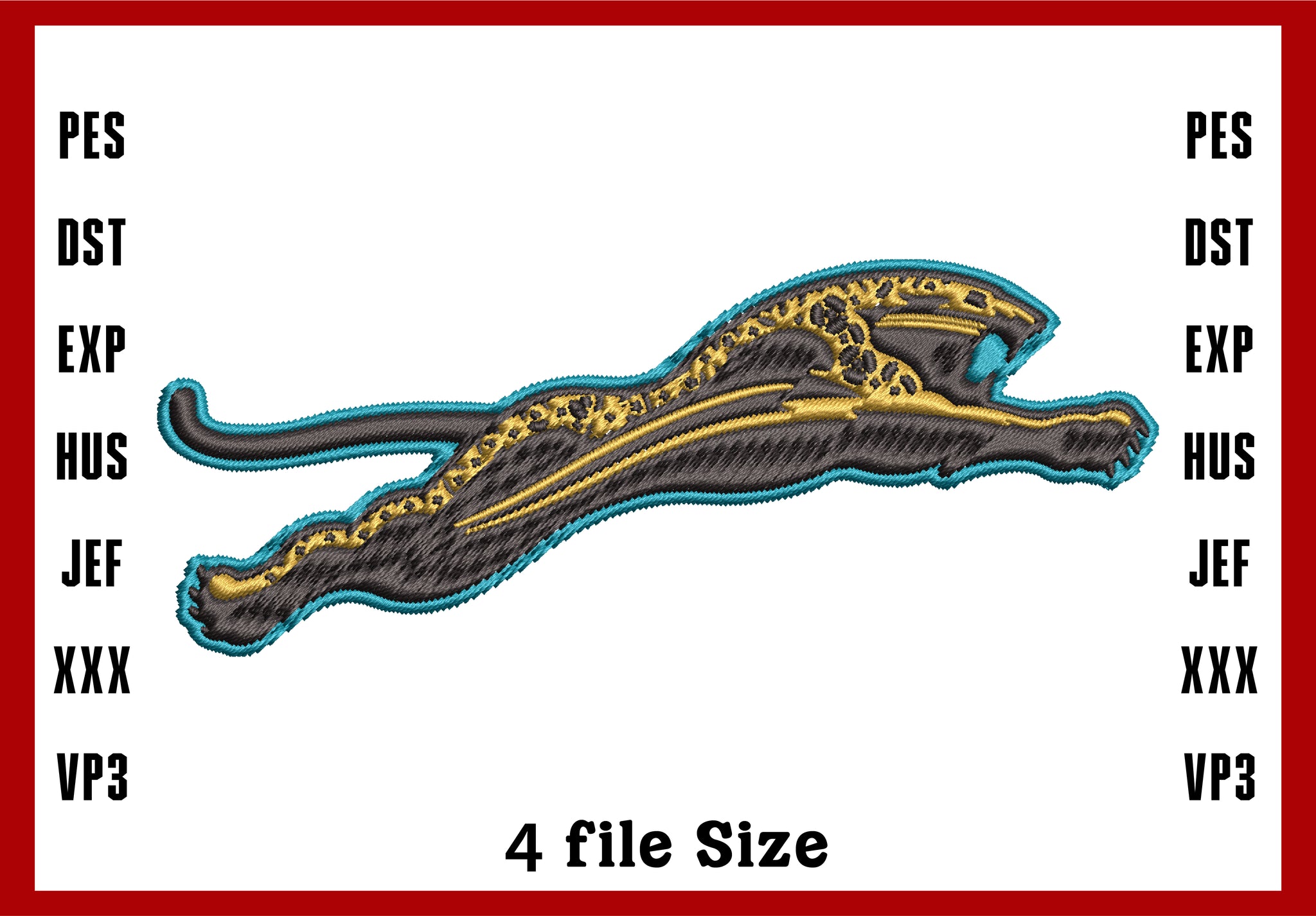 Jacksonville Jaguars Logo Embroidery, NFL football embroidery, Machine Embroidery Design, 4 File sizes- Instant Download & PDF File