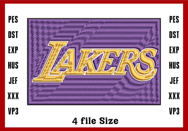 Los Angeles Lakers Logo Embroidery, NBA Basketball embroidery, Machine Embroidery Design, 4 File sizes- Instant Download & PDF File