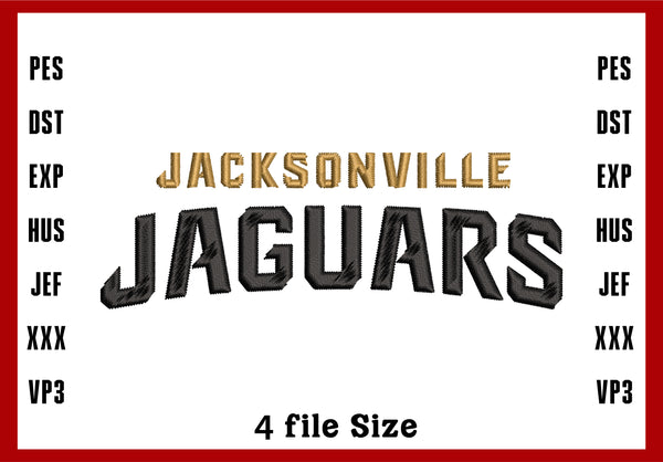 Jacksonville Jaguars Logo Embroidery, NFL football embroidery, Machine Embroidery Design, 4 File sizes- Instant Download & PDF File