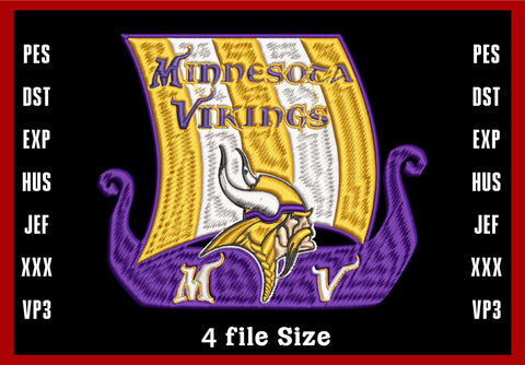 Minnesota Vikings Logo Embroidery, NFL football embroidery, Machine Embroidery Design, 4 File sizes- Instant Download & PDF File