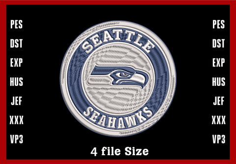 Seattle Seahawks Logo Embroidery, NFL football embroidery, Machine Embroidery Design, 4 File sizes- Instant Download & PDF File