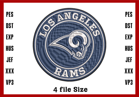 Los Angeles Rams Logo Embroidery, NFL football embroidery, Machine Embroidery Design, 4 File sizes- Instant Download & PDF File