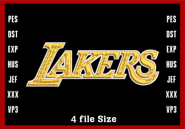 Lhakes Lettering Design Los Angeles Lakers Logo Embroidery, NBA Basketball embroidery, Machine ...