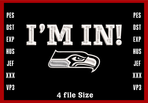 Seattle Seahawks Logo Embroidery, NFL football embroidery, Machine Embroidery Design, 4 File sizes- Instant Download & PDF File