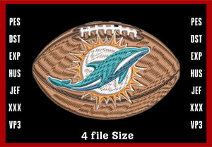 Miami Dolphins Logo Embroidery, NFL football embroidery, Machine Embroidery Design, 4 File sizes- Instant Download & PDF File