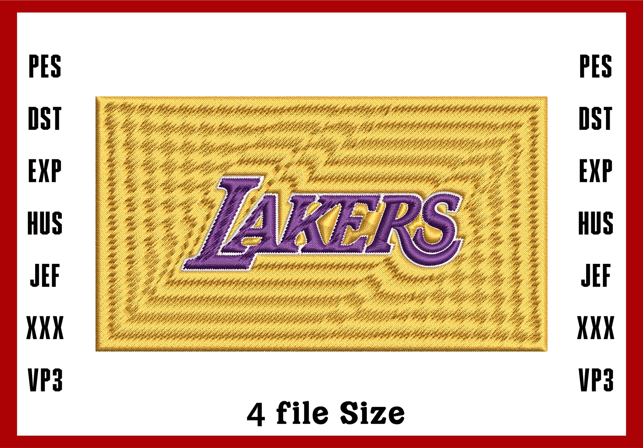 Los Angeles Lakers Logo Embroidery, NBA Basketball embroidery, Machine Embroidery Design, 4 File sizes- Instant Download & PDF File