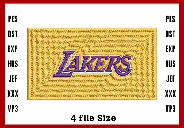 Los Angeles Lakers Logo Embroidery, NBA Basketball embroidery, Machine Embroidery Design, 4 File sizes- Instant Download & PDF File