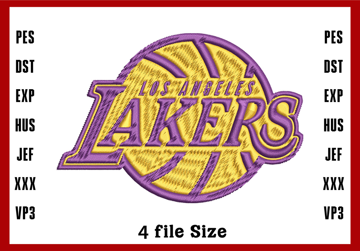 Lhakes Lettering Design Los Angeles Lakers Logo Embroidery, NBA Basketball embroidery, Machine ...