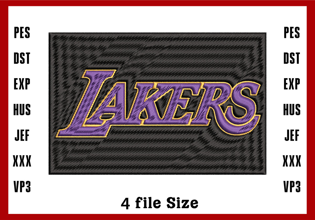 Lhakes Lettering Design Los Angeles Lakers Logo Embroidery, NBA Basketball embroidery, Machine ...
