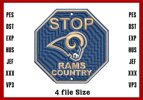 Los Angeles Rams Logo Embroidery, NFL football embroidery, Machine Embroidery Design, 4 File sizes- Instant Download & PDF File