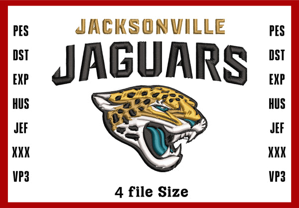 Jacksonville Jaguars Logo Embroidery, NFL football embroidery, Machine Embroidery Design, 4 File sizes- Instant Download & PDF File